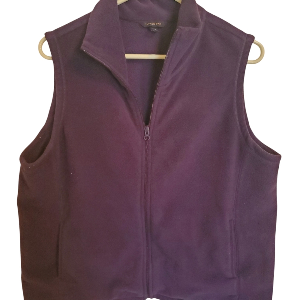 Lands' End Fleece Vest Women's Size LP Blue